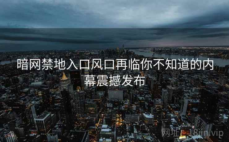 暗网禁地入口风口再临你不知道的内幕震撼发布