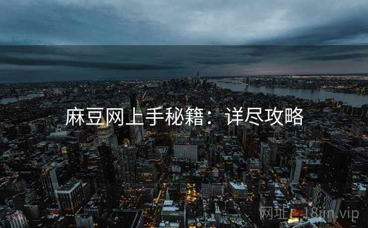 麻豆网上手秘籍：详尽攻略
